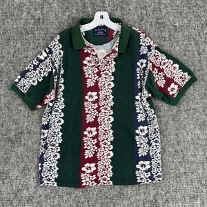 Saratoga‎ Shirt Mens Large Floral Hawaiian Polo Camp Cllub Resort Vintage 1990s
